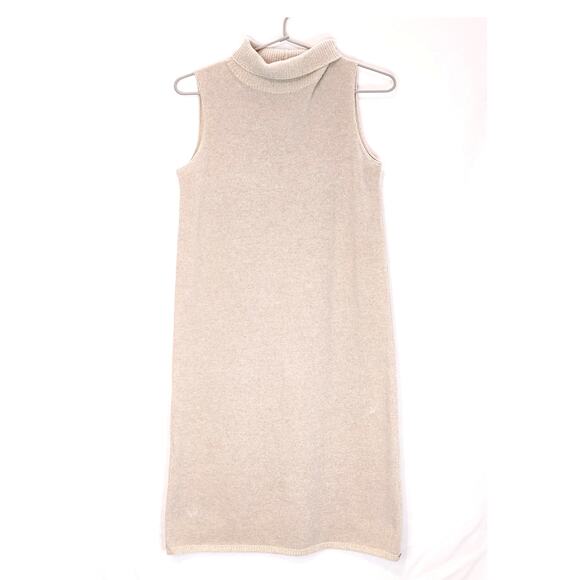 Lafayette 148 Sleeveless Midi Sweater Dress Wool Blend Turtleneck Beige Womens S - Picture 3 of 9
